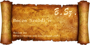 Becze Szolón névjegykártya
